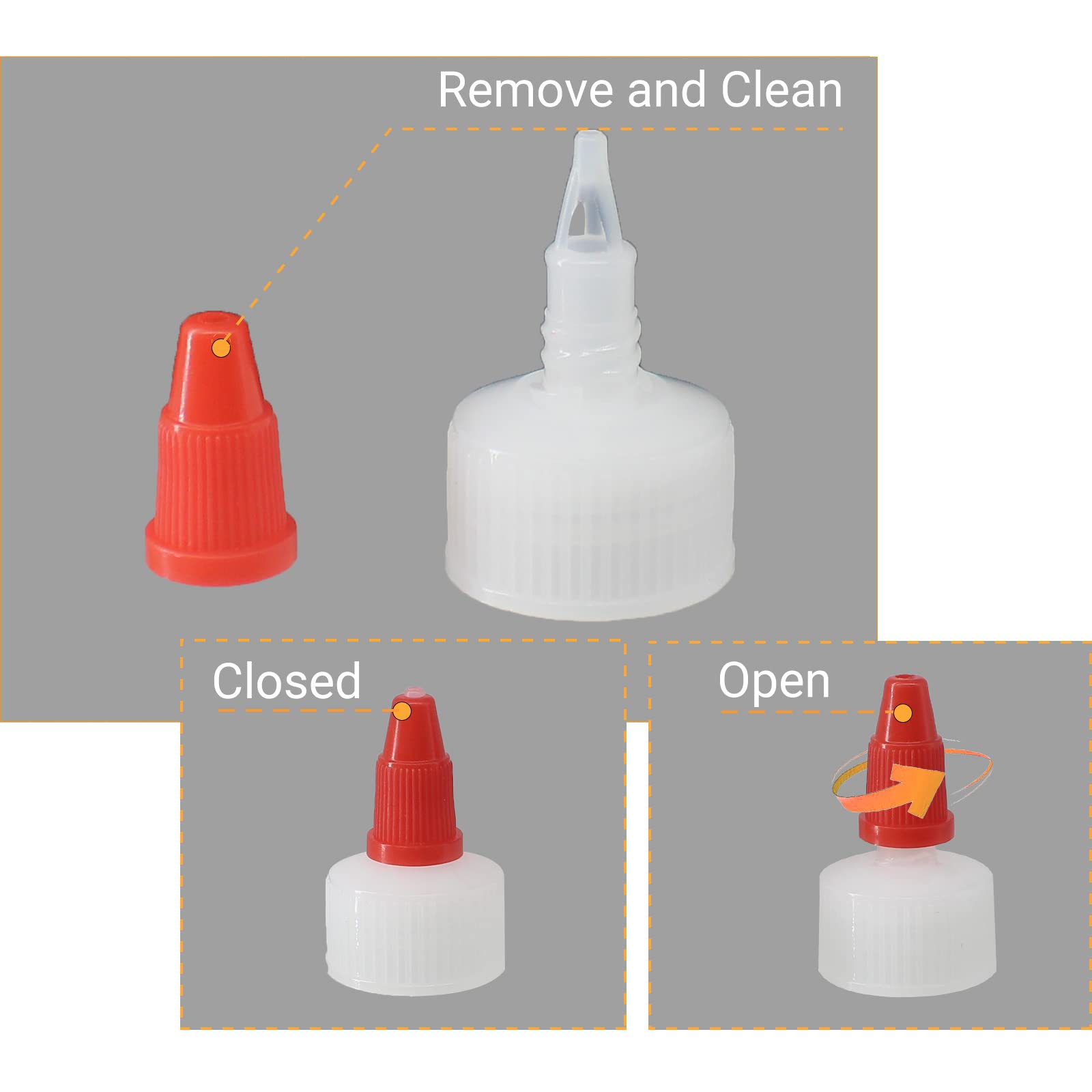 Belinlen 10 Pack 8 Oz Graduated Plastic Squeeze Squirt Condiment Bottles With Red Twist On Cap Lids - For Condiments, Oil, Icing